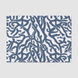 Klein koraalrif patroon Nautical Navy Blue White Tissuepapier