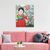 Klein Koreaans Meisje Print op Canvas (Insitu (Woonkamer))