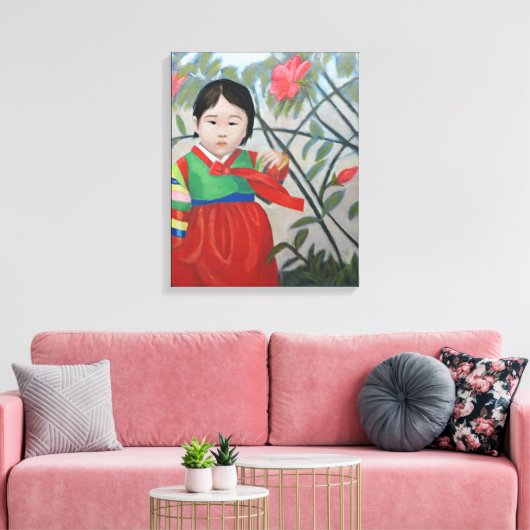 Klein Koreaans Meisje Print op Canvas (Insitu (Woonkamer))
