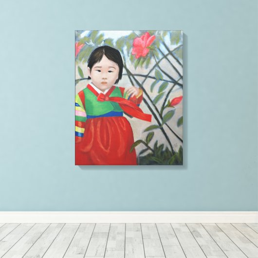 Klein Koreaans Meisje Print op Canvas (Insitu (Houten vloer))
