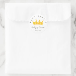 Klein kroonprinses baby shower favorieten ronde sticker