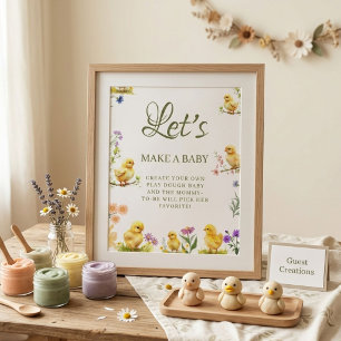 Klein kuiken maakt een baby baby shower spelbord poster
