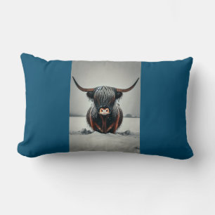 klein kussen met longhorn met petrolkleur