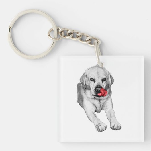 Klein Lab, rood hart knippert Sleutelhanger (voorkant)