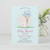 Klein Lam Schaap Blauwe Stippen Baby Shower Kaart (Staand voorkant)