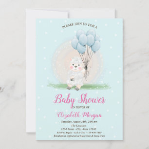 Klein Lam Schaap Blauwe Stippen Baby Shower Kaart
