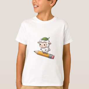 Klein Lammetje Rijdt Op Een Potlood Kinderen T-shirt