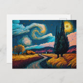 Klein landschap in Van Gogh Style Peaceful Sky Briefkaart (Voorkant / Achterkant)