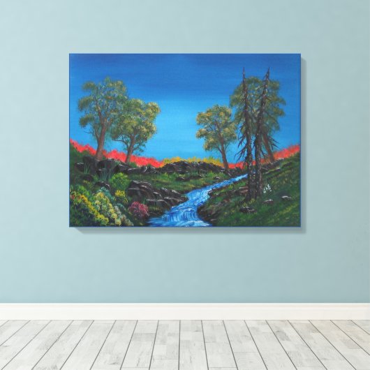Klein landschap Rocky Forest Stream Canvas Afdruk (Insitu (Houten vloer))