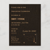 Klein leder Graduation party Uitnodiging Briefkaart (Voorkant)