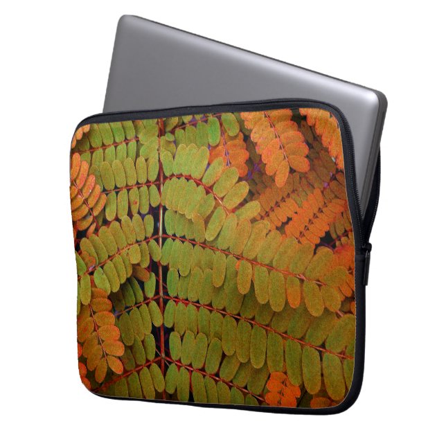 Klein lederen patroon laptop sleeve (Voorkant Links)