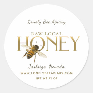 Klein lettertype - Flying Bee Raw Lokale Honing La Ronde Sticker