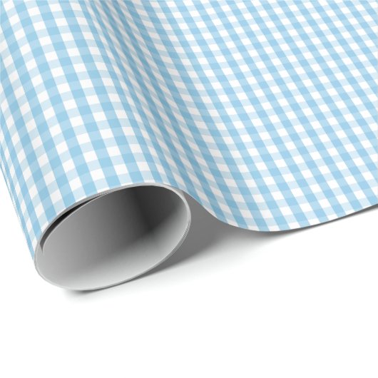 Klein lichtblauw en wit gingham-omslagpapier cadeaupapier (Rol Hoek)