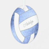 klein lichtblauw volleybal metalen ornament (Voorkant links)