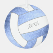 klein lichtblauw volleybal metalen ornament (Achterkant)