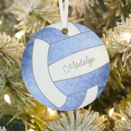 klein lichtblauw volleybal metalen ornament