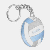 klein lichtblauw volleybal sleutelhanger (Voorkant Links)