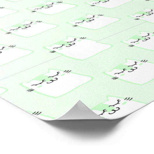 Klein lichtgroen kattenbehang poster (Hoek)