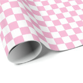 Klein lichtroze en wit geruit cadeaupapier (Rol Hoek)