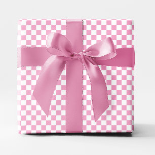 Klein lichtroze en wit geruit cadeaupapier
