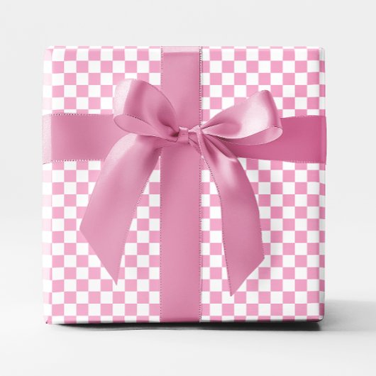 Klein lichtroze en wit geruit cadeaupapier