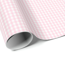 Klein lichtroze en wit gingham-pakpapier cadeaupapier