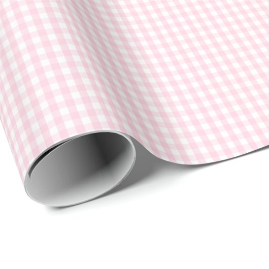 Klein lichtroze en wit gingham-pakpapier cadeaupapier (Rol Hoek)