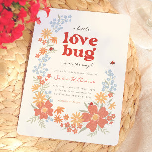 Klein lief insect meisje retro baby shower kaart