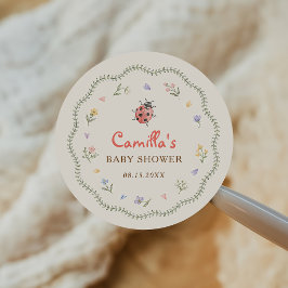 Klein Liefdesbeestje Wilde Bloem Baby Shower Ronde Sticker