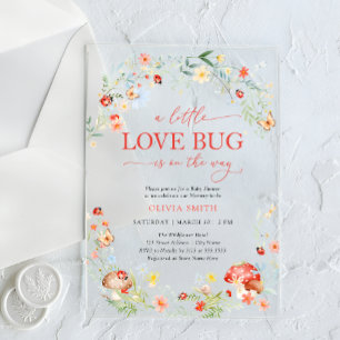 Klein liefdeskevertje meisje babyshower acryl uitnodigingen