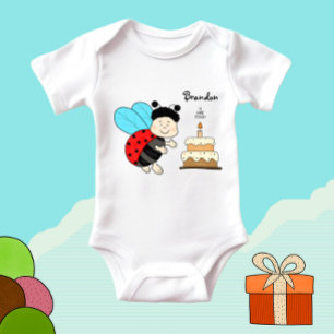 Klein lieveheersbeestje jongen met cake romper