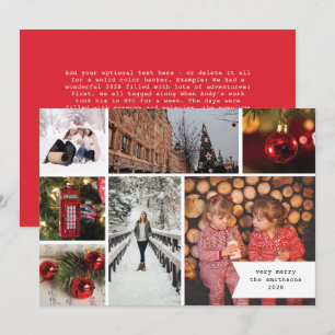 Klein lint meervoudige foto rode kerst feestdagenkaart