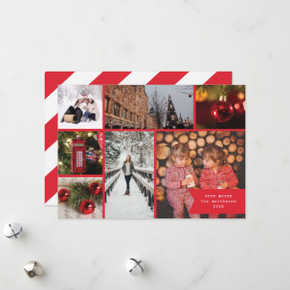 Klein lint multi foto Kerstmis rode streep Feestdagenkaart