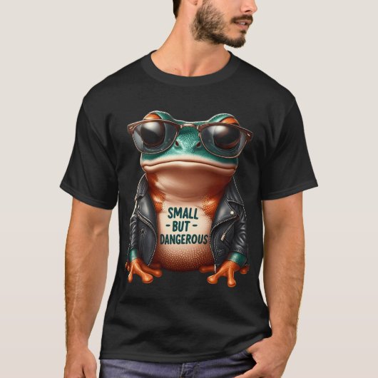 Klein Maar Gevaarlijk Biker Kikker T-Shirt (Voorkant)