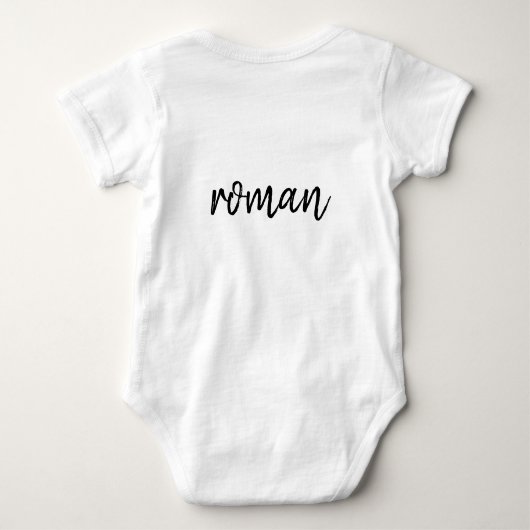 Klein maar machtig gepersonaliseerd naam wit T-shi Romper (Achterkant)