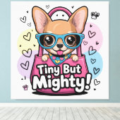 Klein maar Moedig Chihuahua Canvas Kunst (Insitu (Houten vloer))