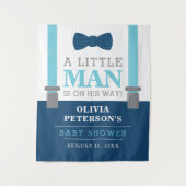 Klein Man Baby shower Achtergrond, Navy, Baby Blue Wandkleed (Voorkant)