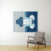 Klein Man Baby shower Achtergrond, Navy, Grijs Wandkleed (In Situ (horizontaal))