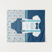 Klein Man Baby shower Achtergrond, Navy, Grijs Wandkleed (Voorkant (horizontaal))