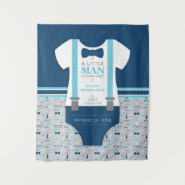 Klein Man Baby shower Achtergrond, Navy, Grijs Wandkleed