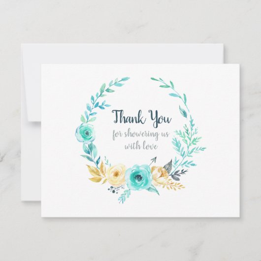 Klein Man Baby shower Blauwgroen Blauw Dank u Bedankkaart (Voorkant)