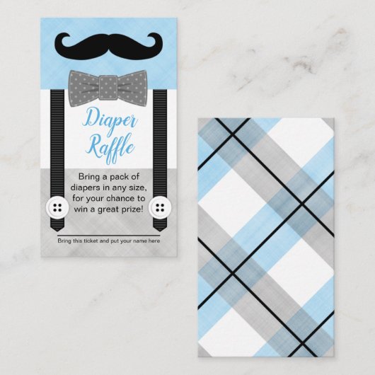 Klein man baby shower luidop kaartje blauw informatiekaartje (Voorkant / Achterkant)