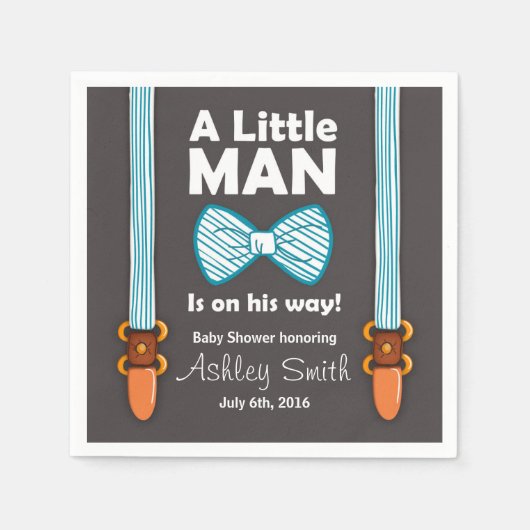 Klein Man Baby shower Papier Servet Bow Stropdas B (Voorkant)