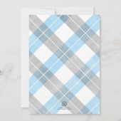 Klein man baby shower uitnodiging jongen plaid bla (Achterkant)