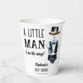 Klein man baby shower zwarte smoking monogrammed papieren bekers (Achterkant)