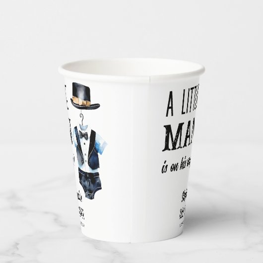 Klein man baby shower zwarte smoking monogrammed papieren bekers (Rechts)