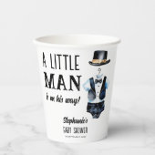 Klein man baby shower zwarte smoking monogrammed papieren bekers (Voorkant)