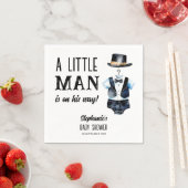 Klein man baby shower zwarte smoking monogrammed servet (Insitu)