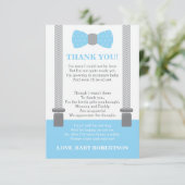 Klein Man bedankje, baby blauw, grijs Bedankkaart (Staand voorkant)