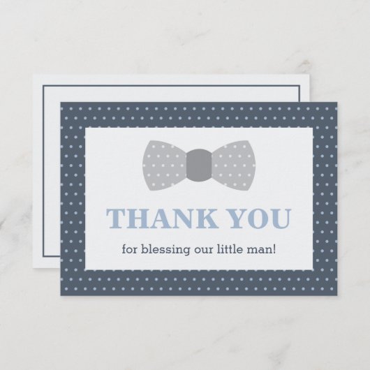 Klein Man bedankje, marineblauw, grijs Bedankkaart (Voorkant / Achterkant)